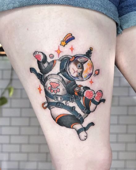 一组超可爱的猫猫纹身图案