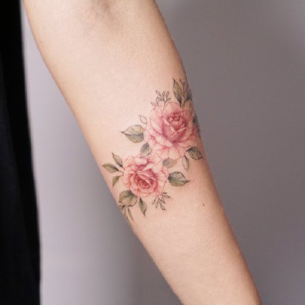 一组好看的小清新花卉纹身图案