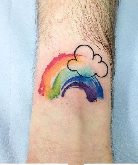 一组彩虹和龙的纹身图案