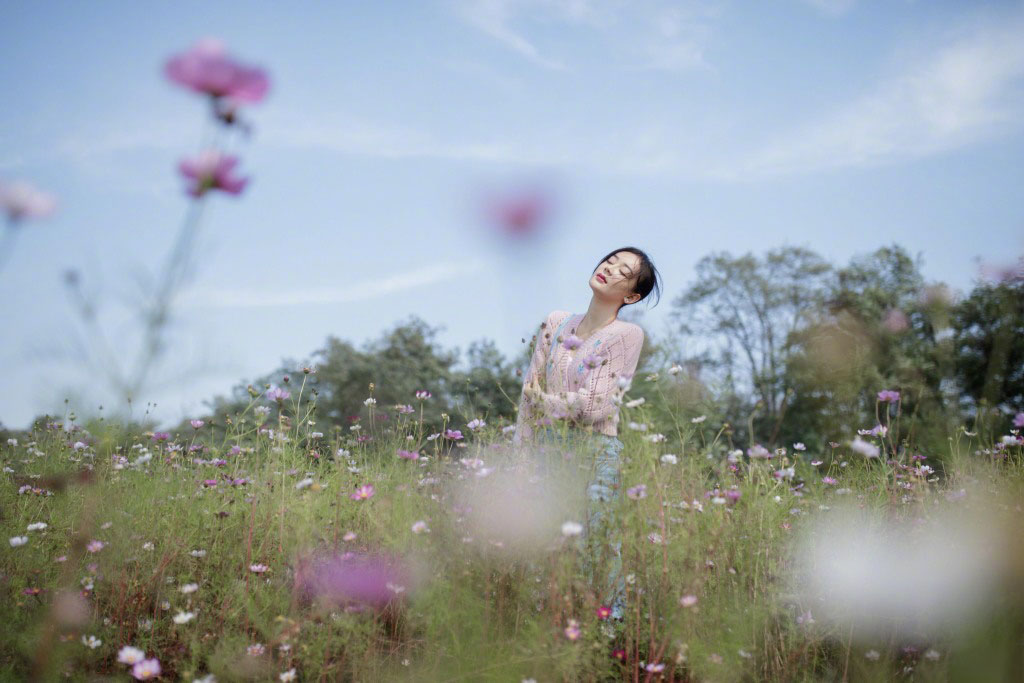袁姗姗花田小清新写真图片