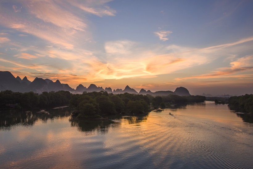 广西桂林漓江晚霞风景图片(7张)