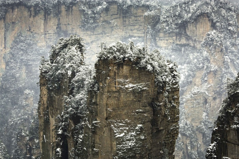 湖南张家界黄狮寨雪景图片(9张)