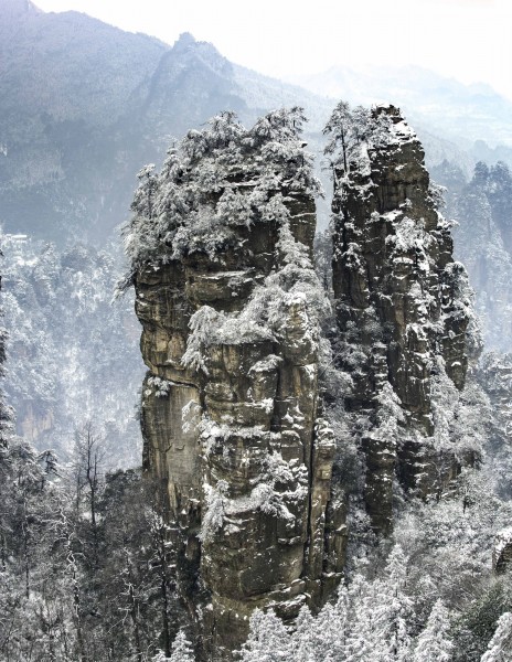 湖南张家界黄狮寨雪景图片(9张)