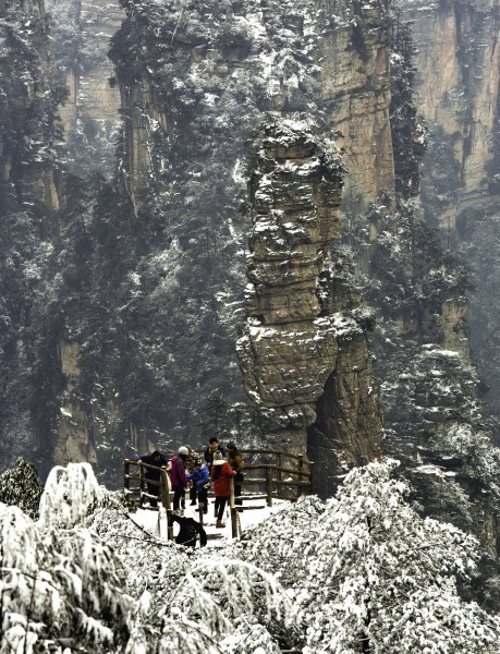 湖南张家界黄狮寨雪景图片(9张)