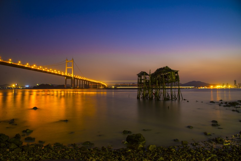 夕阳下的虎门大桥图片(12张)