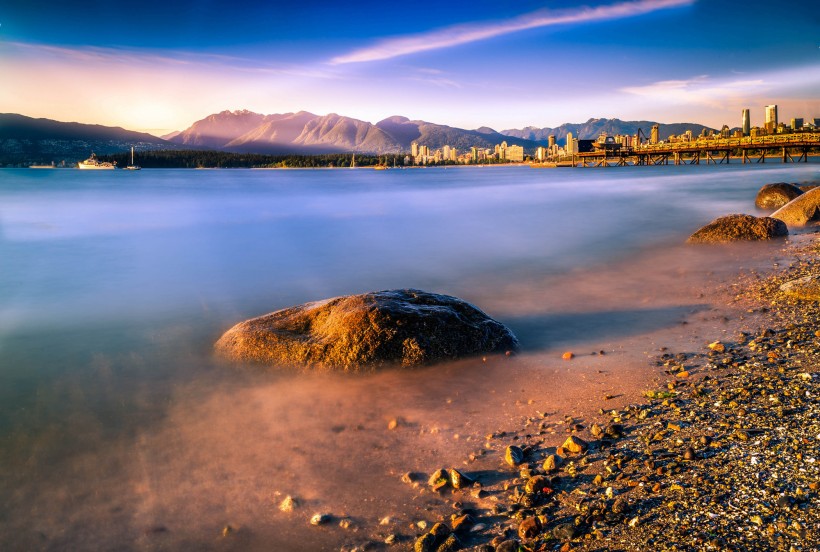 加拿大温哥华基斯兰奴海滩傍晚风景图片(6张)