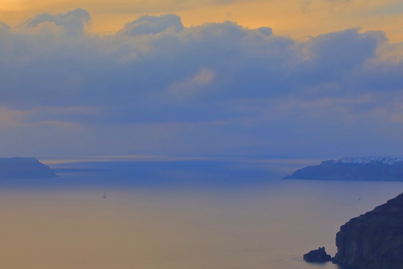 希腊圣托里尼岛日落风景图片(9张)