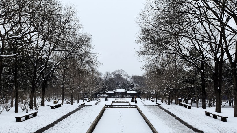 山西太原晋祠公园雪景图片(12张)