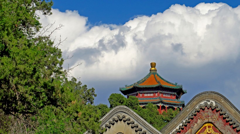 蓝天白云下的颐和园风景图片(11张)