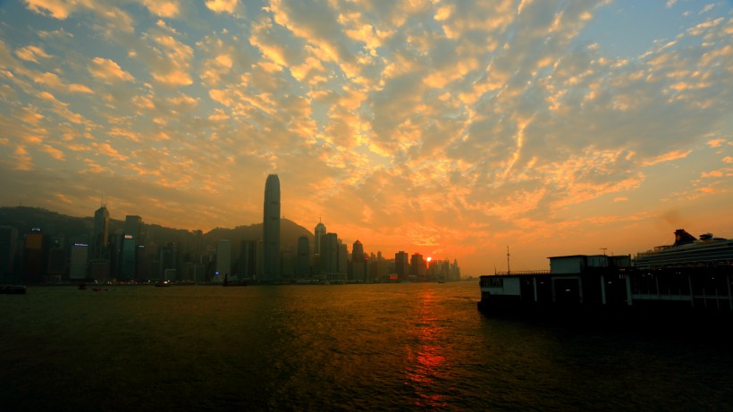 香港维多利亚港日落风景图片(8张)