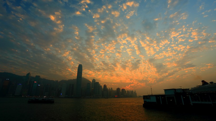 香港维多利亚港日落风景图片(8张)