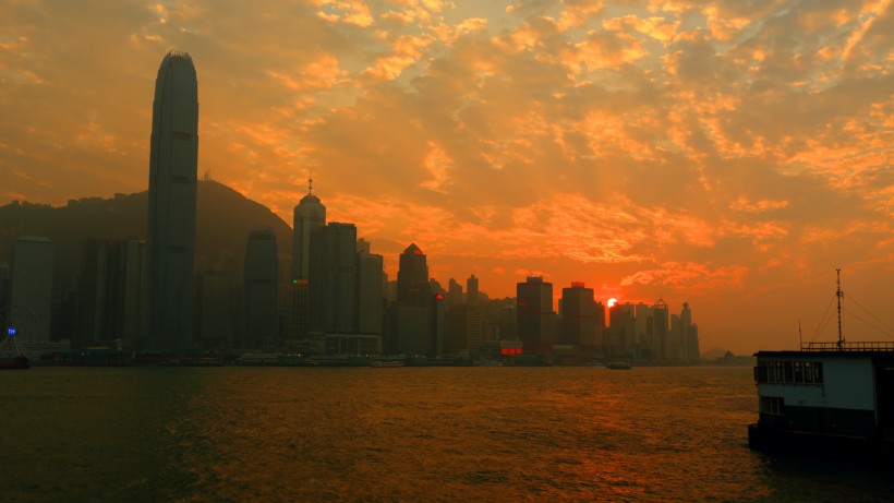 香港维多利亚港日落风景图片(8张)