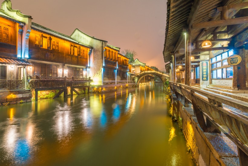 浙江桐乡乌镇夜景图片(8张)