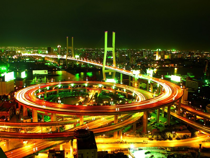 上海延安路高架桥夜景图片(9张)