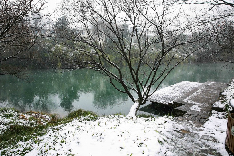 雪中的西湖浴鹄湾风景图片(10张)