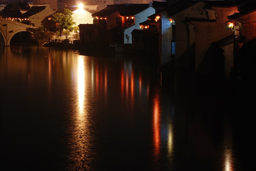 浙江嘉兴月河夜景图片(17张)