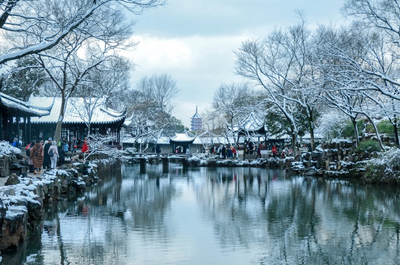 江苏苏州拙政园雪景图片(9张)