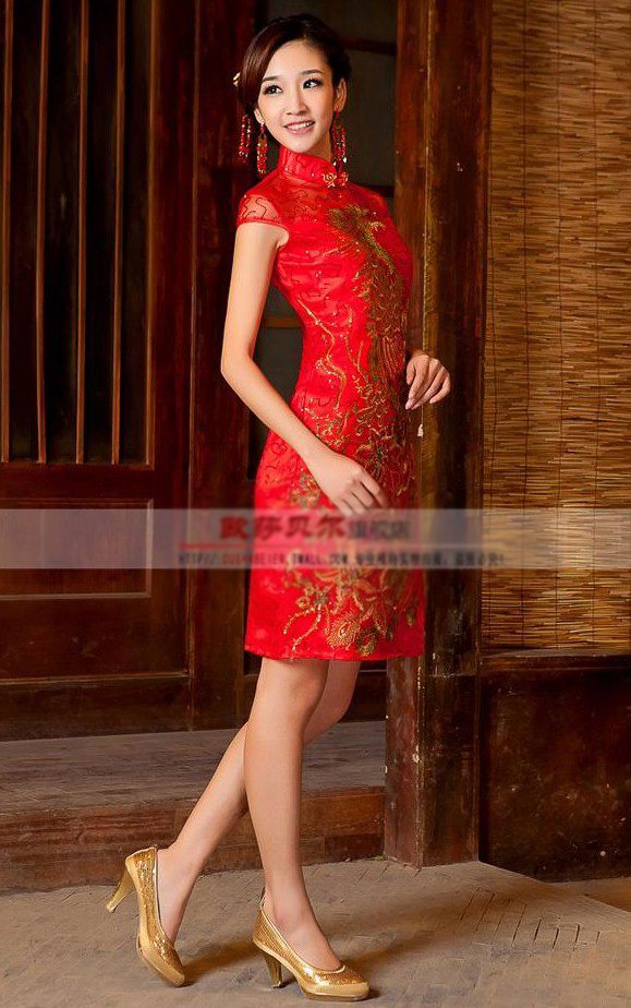 中国红新娘旗袍发型图片[4P]