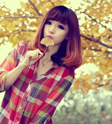 个性中长发渐变色头发图片[5P]