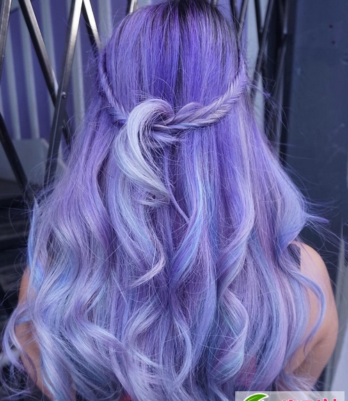 电音紫发色 迷幻紫色染发发型图片大全