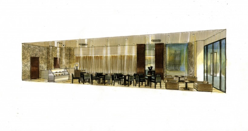东莞奥乐斯咖啡馆室内设计手绘图片(4张)
