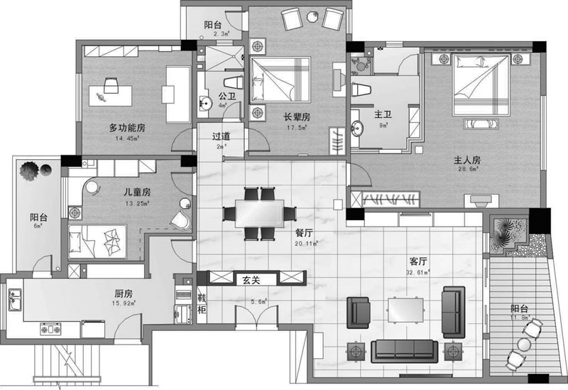 金银岛小高层样板房室内设计图片(9张)