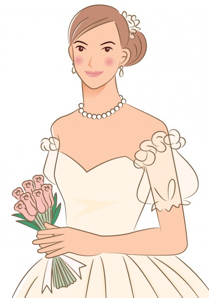 女性婚纱照卡通插画矢量图片(13张)