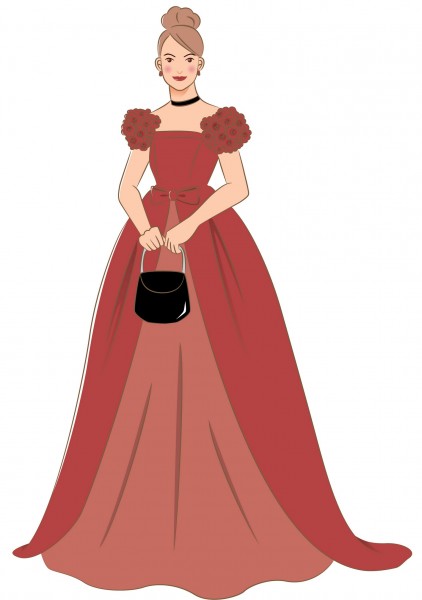 女性婚纱照卡通插画矢量图片(13张)