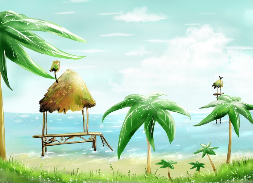 夏季背景卡通矢量图片(18张)