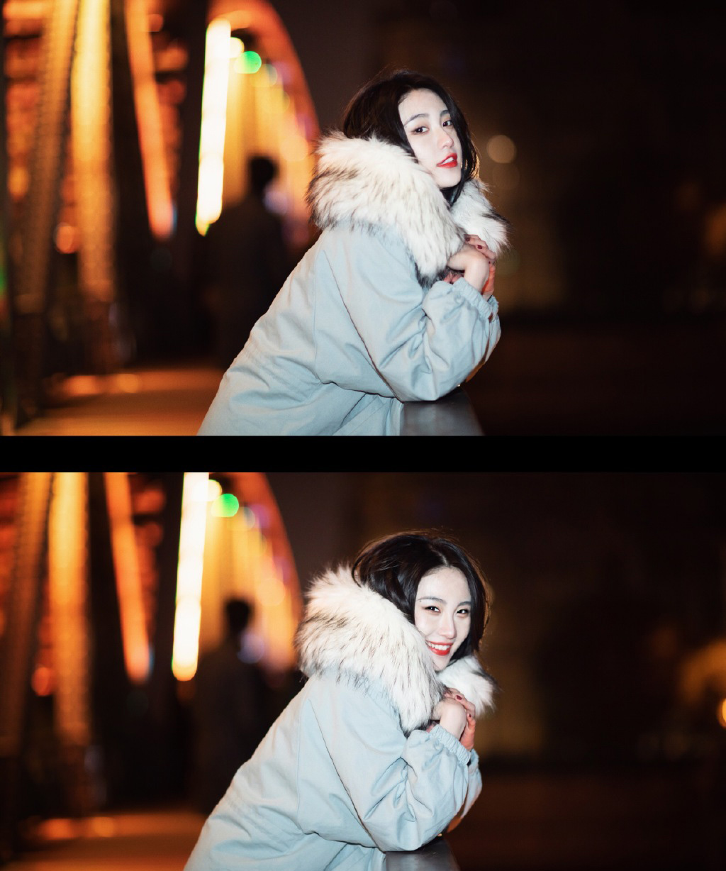 刘丁菡冬季夜拍照图片