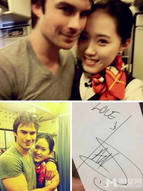 2014空姐与明星云上合照 素颜曝光