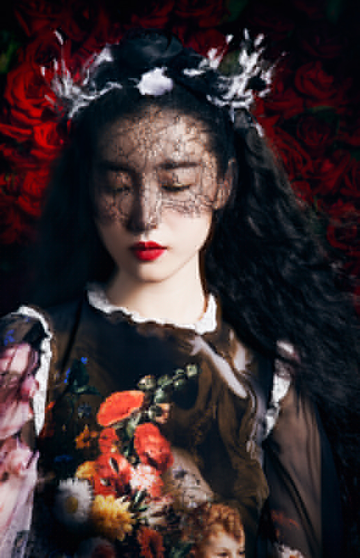 张辛苑红与黑写真 散发仙女般气质