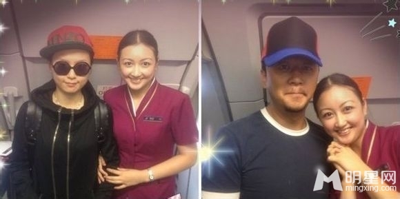 空姐与明星合影大集锦 明星素颜被抓拍