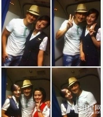 空姐与明星合影大集锦 明星素颜被抓拍