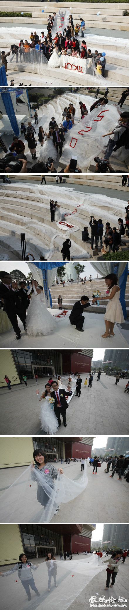新娘520米婚纱，裙摆需近百人随行托举