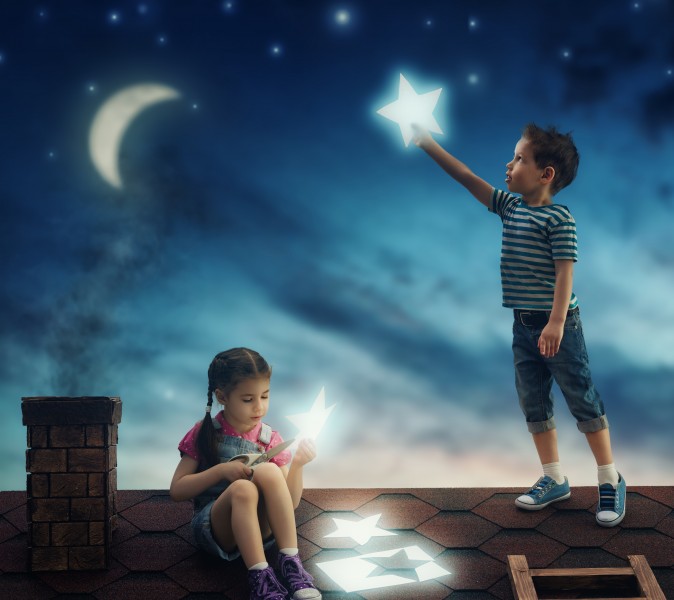 可爱儿童在屋顶的幻想图片(17张)