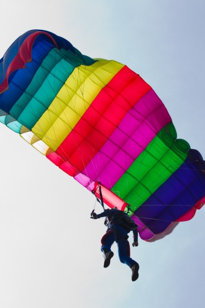 蓝天上跳伞运动员图片(14张)