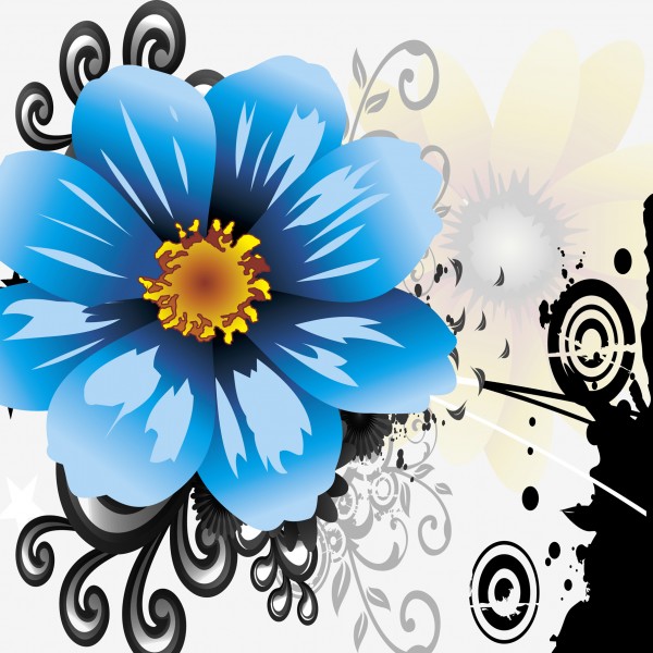 蓝色花朵三联挂画图片(30张)