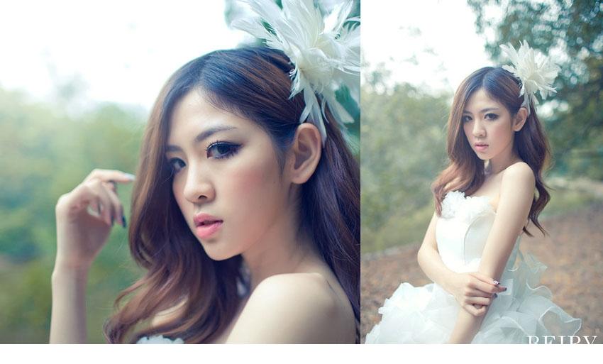 绝色气质美女浪漫婚纱性感露玉背