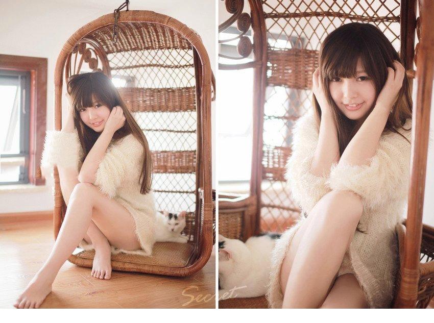 可爱小猫女与爱猫清新照
