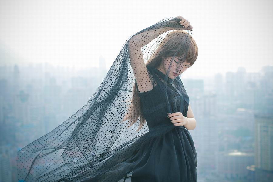 美女清纯唯美黑丝婚纱迷人