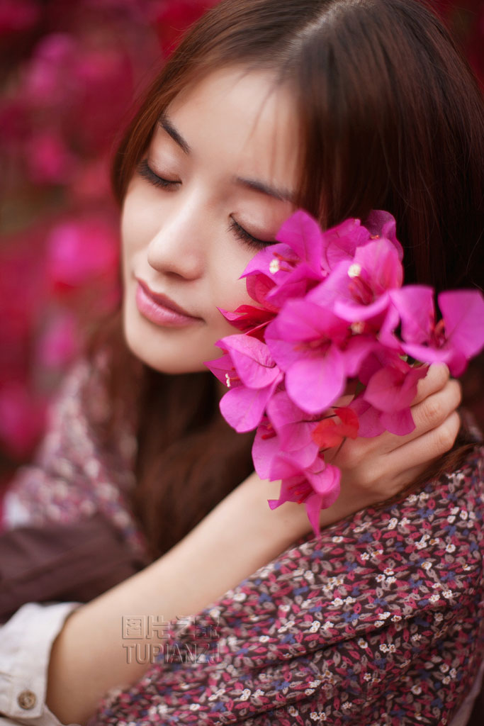 清纯少女花海中写真 宛若精灵般纯净