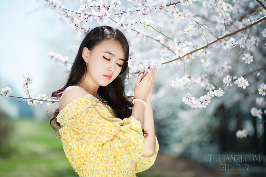 清纯美女花丛写真 美女清纯动人