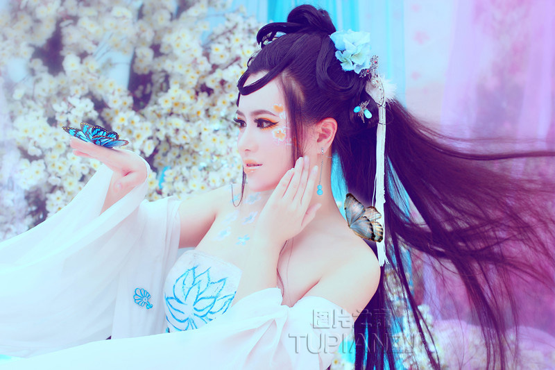 古典蝴蝶少女唯美图片