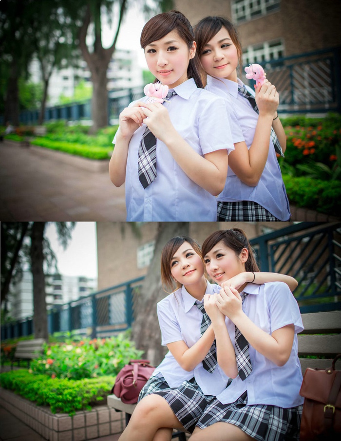 双生花校服写真青春烂漫
