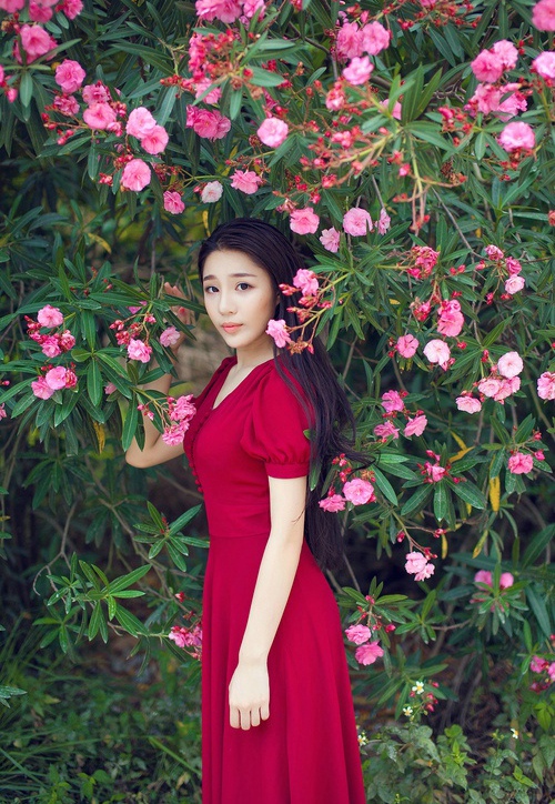 花墙下的红衣女王