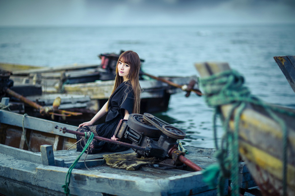 清纯少女行船远行唯美写真