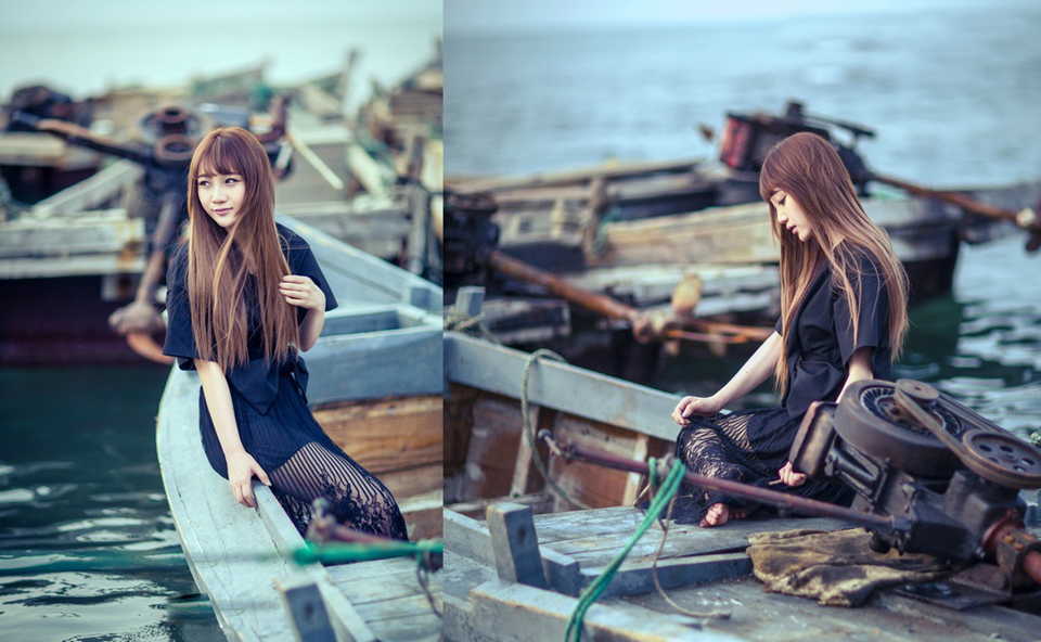 清纯少女行船远行唯美写真