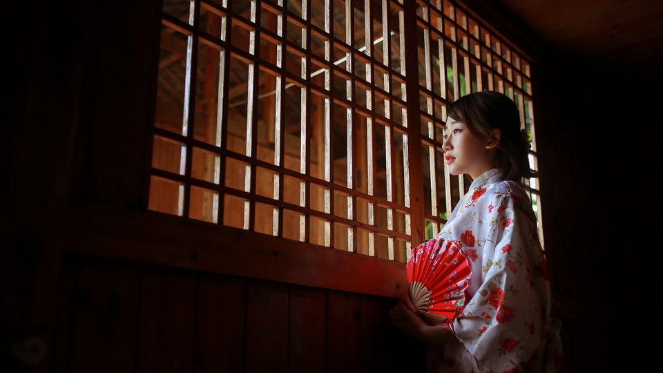 清新和服日系女孩休闲时光