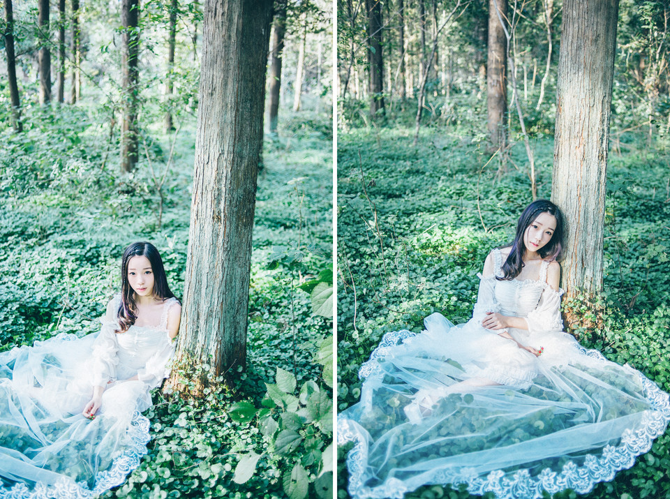 森女系美女森林婚纱秀